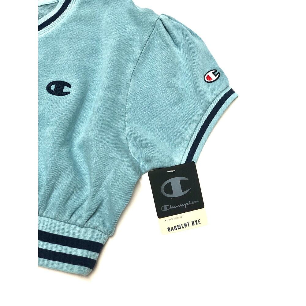 Champion Cropped Short Sleeve Sweatshirt Womens Sz L Fleece Crop Top Large NWT - Picture 7 of 8